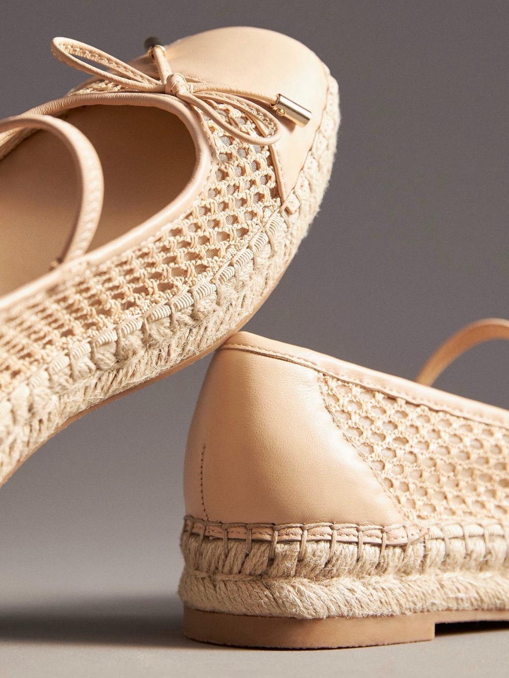 Dolce Vita Cream Espadrille Mary Jane Flats with Bow - Picture 2 of 3
